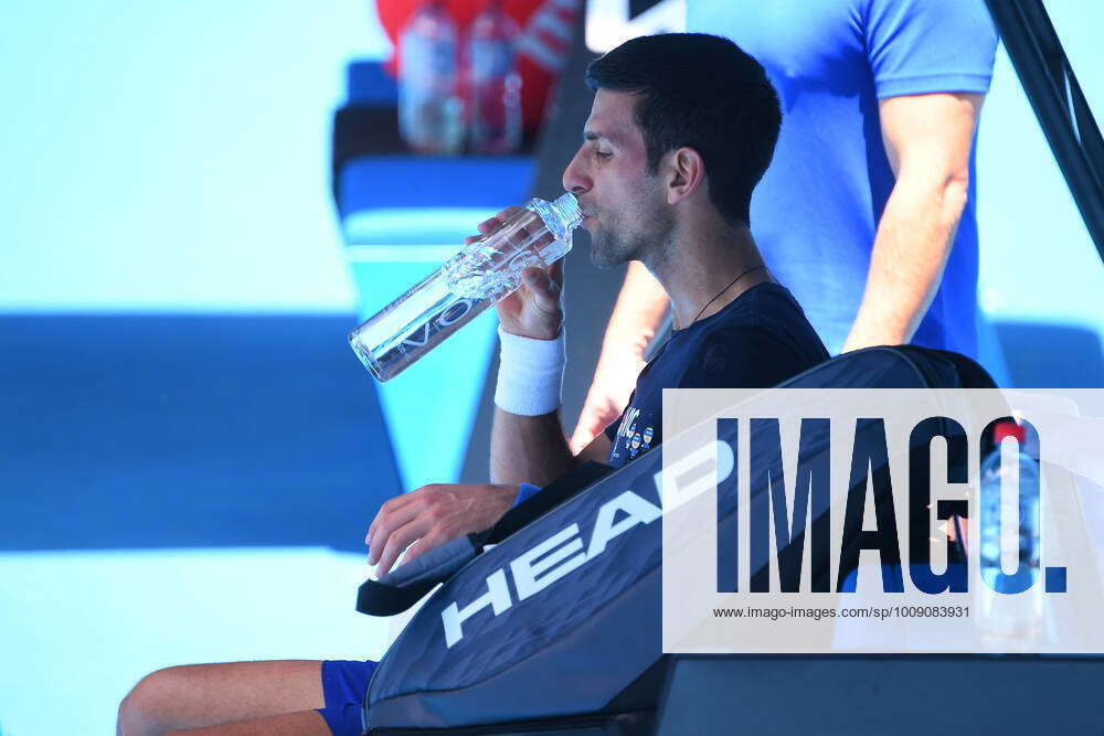 TENNIS NOVAK DJOKOVIC Novak Djokovic Of Serbia Drinks From A Water