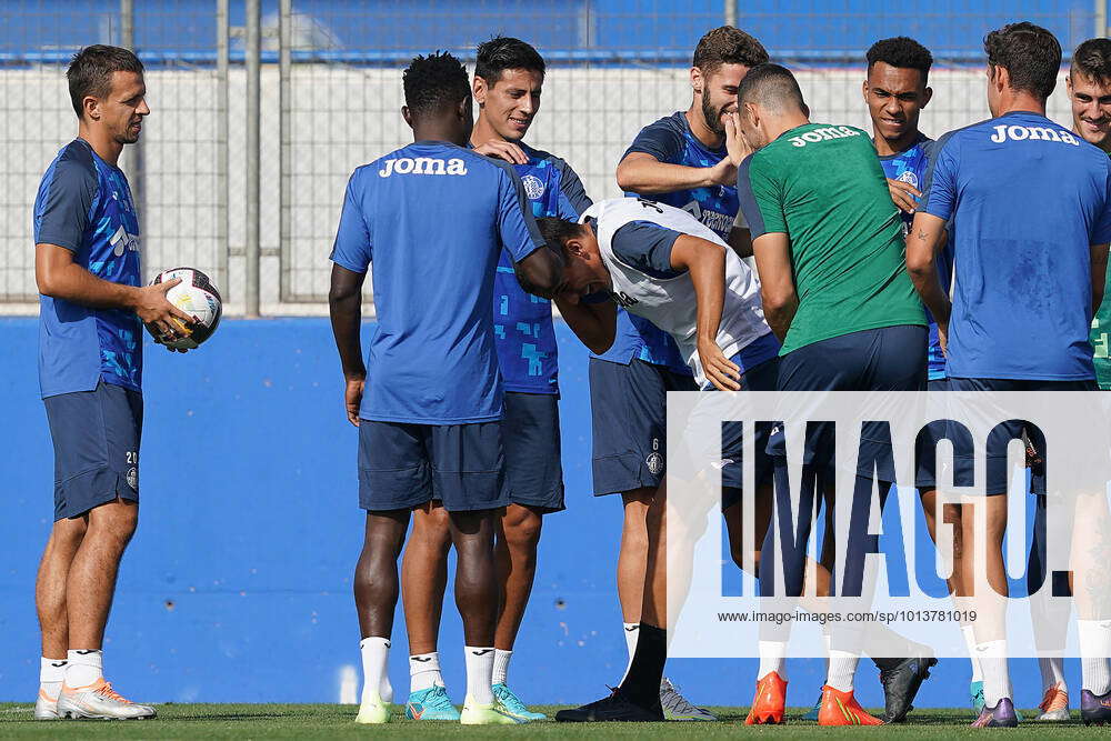 Getafe Cf S Players Joke With Angel Algobia During Training Session August