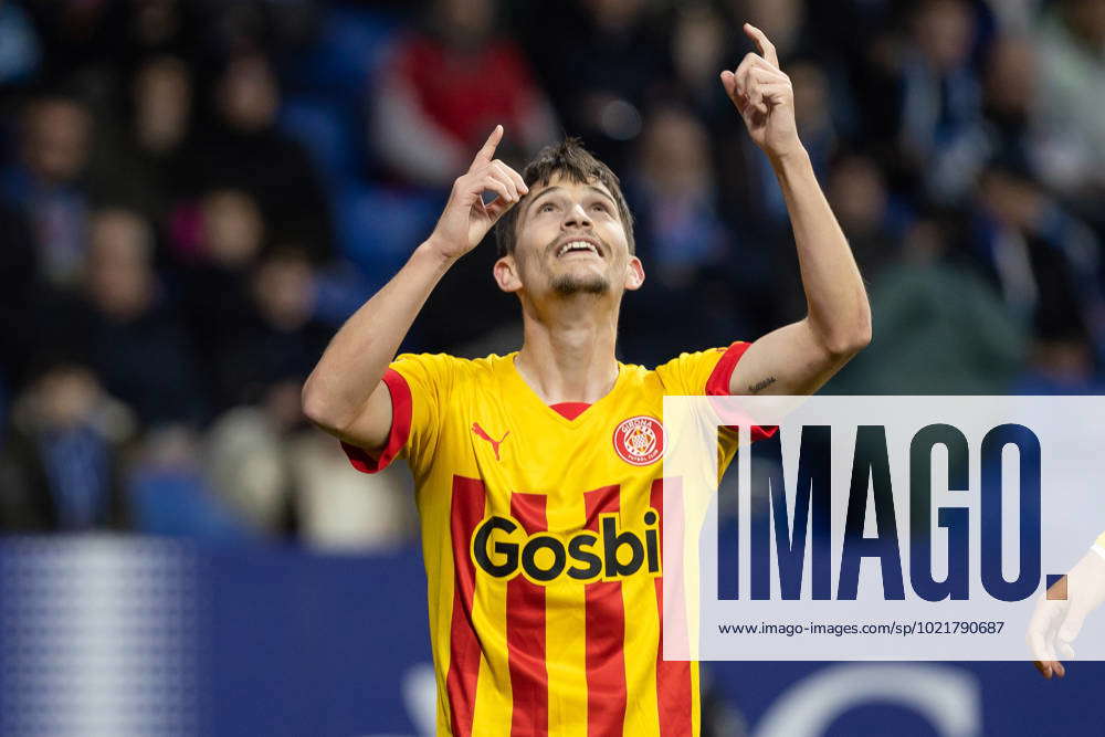 January 7 2023 Cornella Spain Toni Villa Of Girona FC Celebrate A