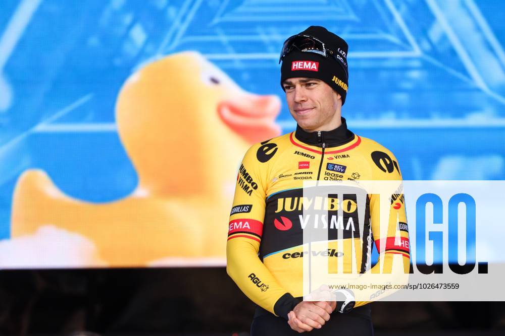 Belgian Wout Van Aert Of Team Jumbo Visma Celebrates On The Podium