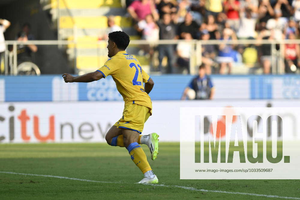 Abdou Harroui Of Frosinone Calcio Celebrates After Scoring During