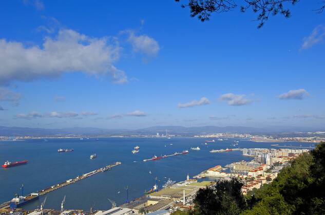 Gibraltar Mit Der Bucht Von Algeciras Spanien Gibraltar Britisches