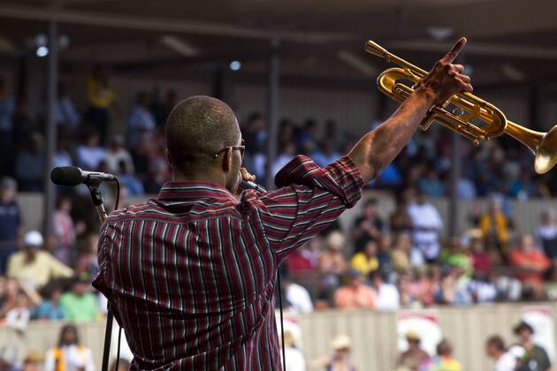 Troy Andrews Know As Trombone Shorty Performs With His Band On The