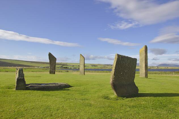 Stones Of Stenness Steinkreis Aus Dem Neolithikum Im Morgenlicht