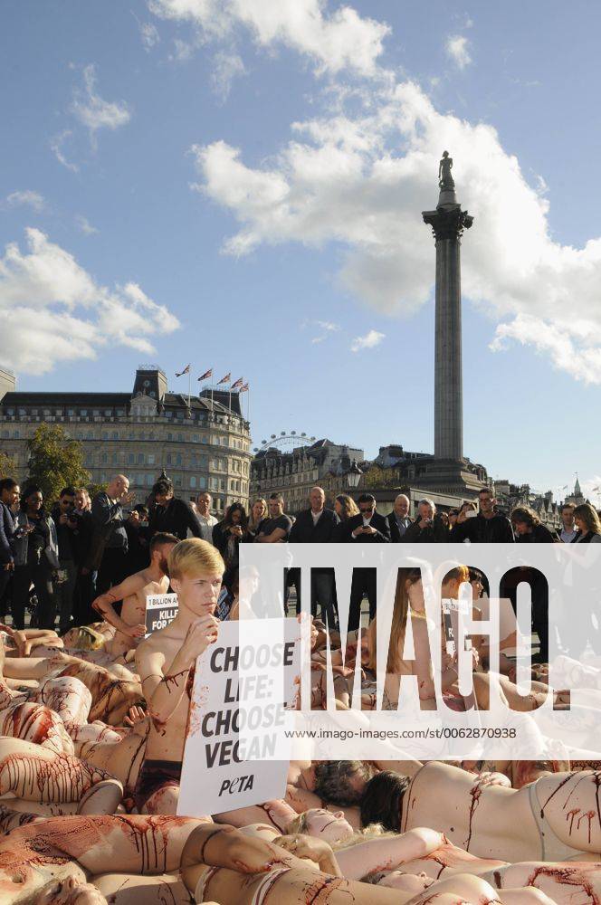 PETA Naked Protest In Support Of World Vegan Day London UK World Vegan Day PETA Naked Protest Trafa