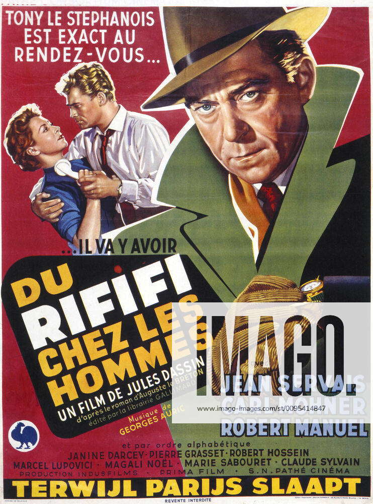 CINEMA Belgian Poster Of The Film Du Rififi Chez Les Hommes Directed By