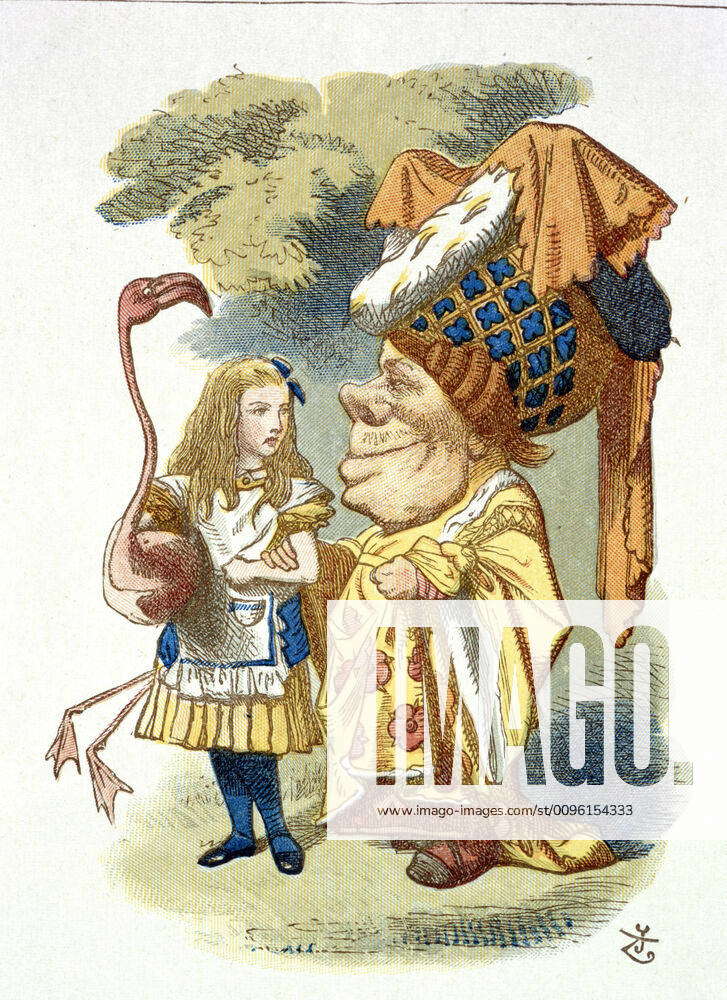 Carroll Work Alice Wearing A Flamingo Illustration By Sir John Tenniel