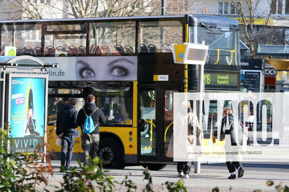 14 03 2020 Berlin Germany GER BVG Bus M19 Destination Hagenplatz The