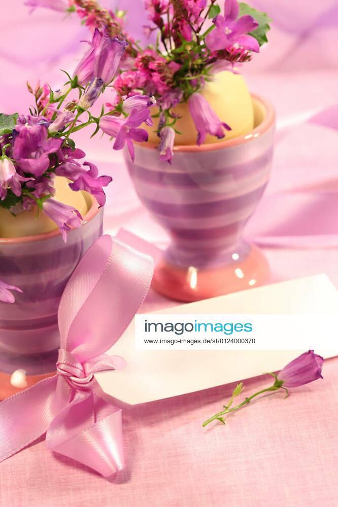 Purple Flowers In Eggs Cups