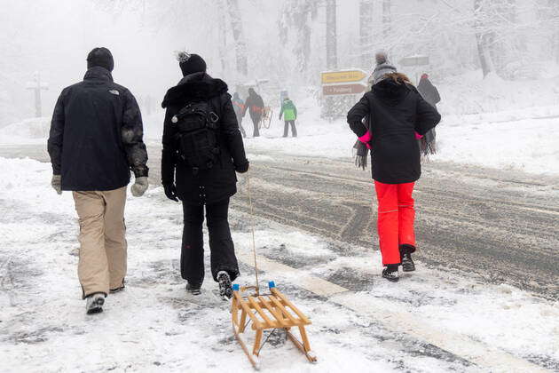 Heavy Snowfall In The Taunus After Heavy Snowfalls Have Fallen In The