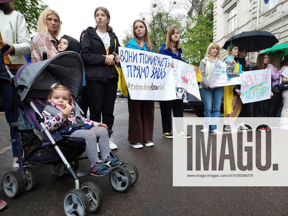 May Lviv Ukraine Protesters Hold Placards Expressing Their