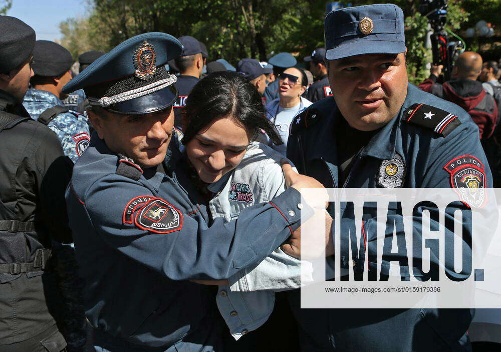 Yerevan Armenia May Police Officers Detain A Protester