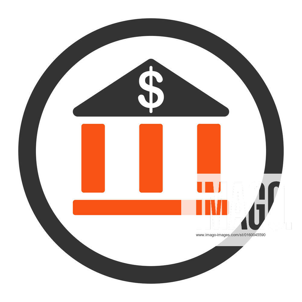 Bank Raster Icon This Flat Rounded Symbol Uses Orange And Gray Colors