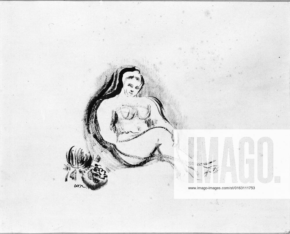 Naked Odilon Redon 1840 1916 Sitting Drawing