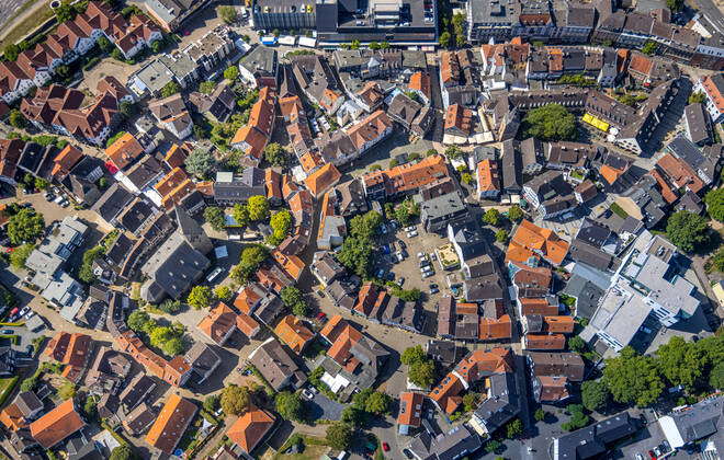 Aerial View Evang St Georgs Church Picturesque Old Town Red Roofs