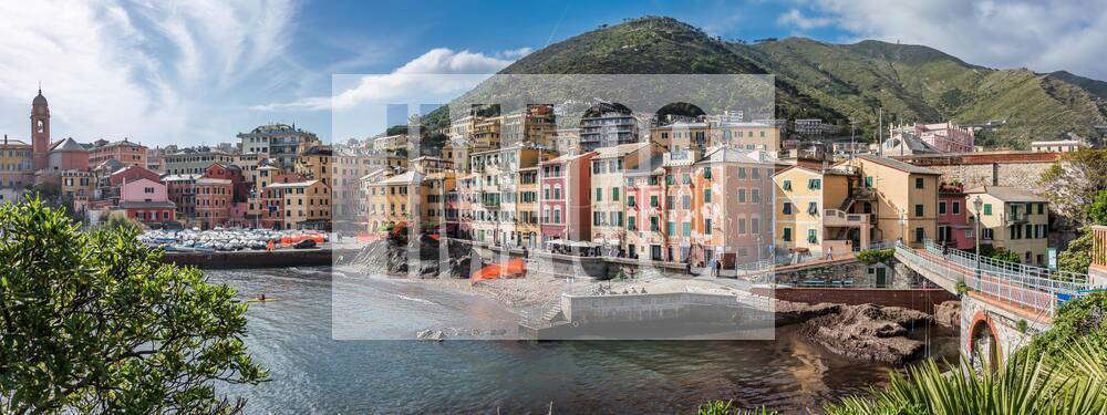 Village Of Nervi The Port And The Colorful Houses Of Nervi On The