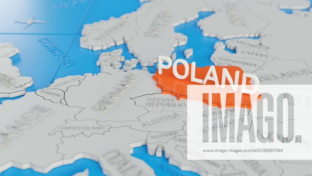 Poland Highlighted On A White Simplified D World Map Digital D