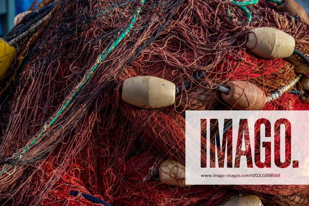 Colorful Fishing Nets On Marina Corricella On Procida Island Bay Of