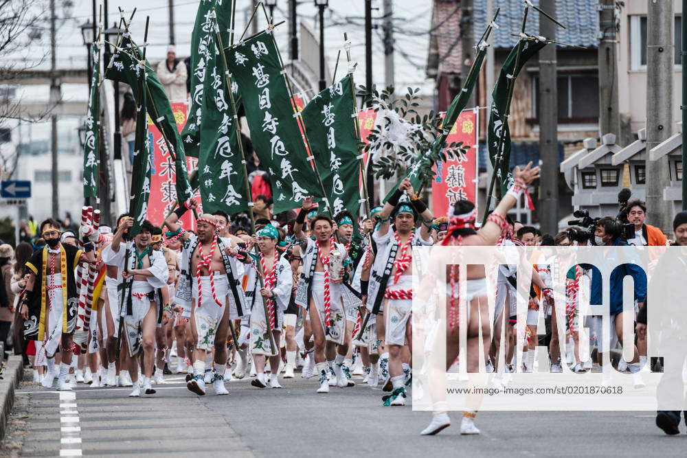 February Men Participate In The Konomiya Hadaka Matsuri Or