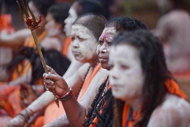 Naga Sadhus Naked Yogis Perform Different Religious Practices During