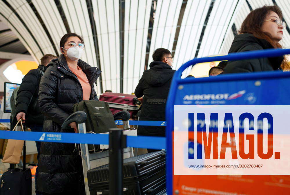 China Beijing February Passengers Wait In Line To Check In