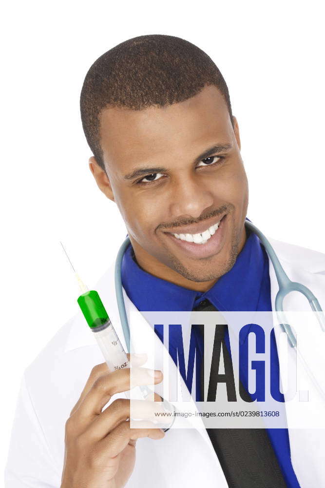 African American Doctor Holding A Syringe