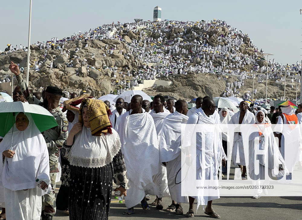 Muslim Pilgrims Gather On The Mount Of Mercy At The Plain Of Arafat