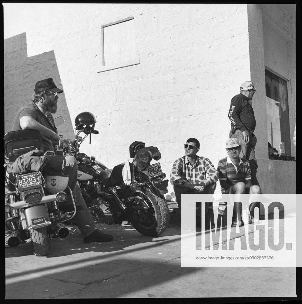 Harley Davidson Motorcycles Parked Bikers Hanging Out During Daytona