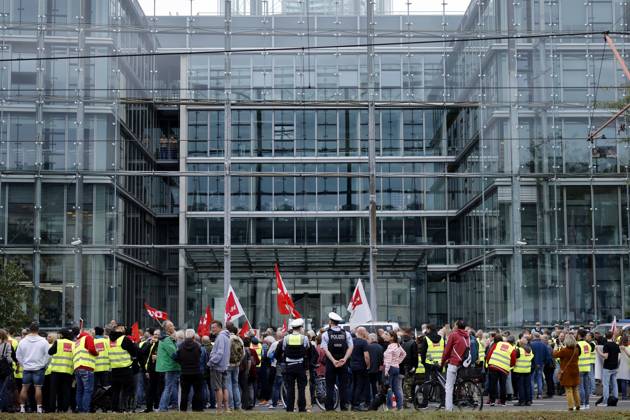 Protests In Front Of The Neven Dumont House In Cologne Former Employees