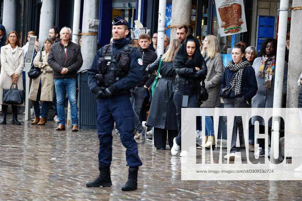 Funeral Of Dominique Bernard Arras People Attend The Funeral Ceremony