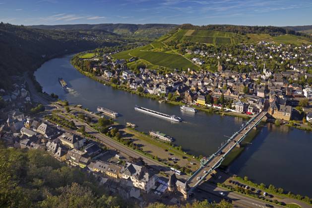 Panoramic View At The Moselle At Traben Trarbach Germany Rhineland