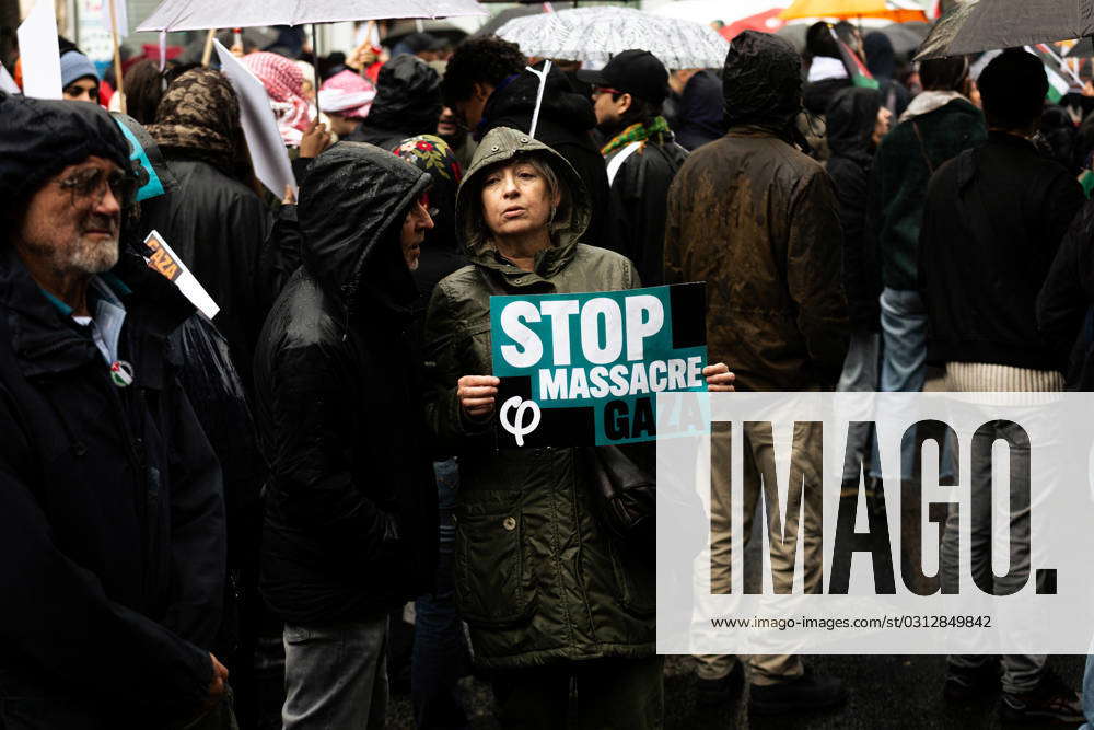 November Paris France A Protester Holds A Placard That Says