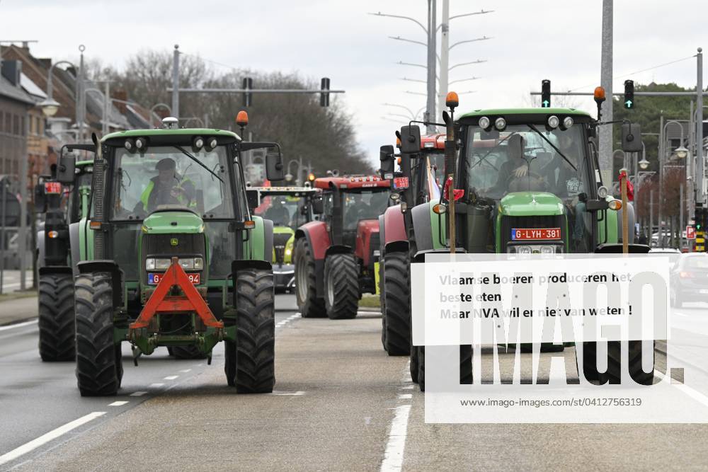 Road Blockade Of Farmers In Genk GENK BELGIUM FEBRUARY 09 Road