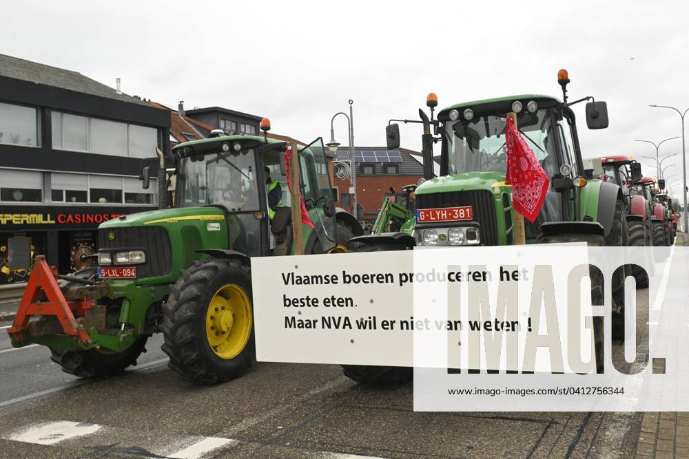 Road Blockade Of Farmers In Genk GENK BELGIUM FEBRUARY 09 Road