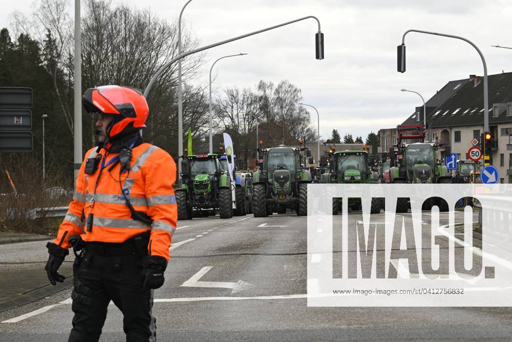 Road Blockade Of Farmers In Genk Genk Belgium February Road