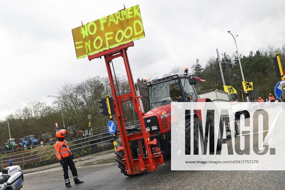 Road Blockade Of Farmers In Genk Genk Belgium February Road