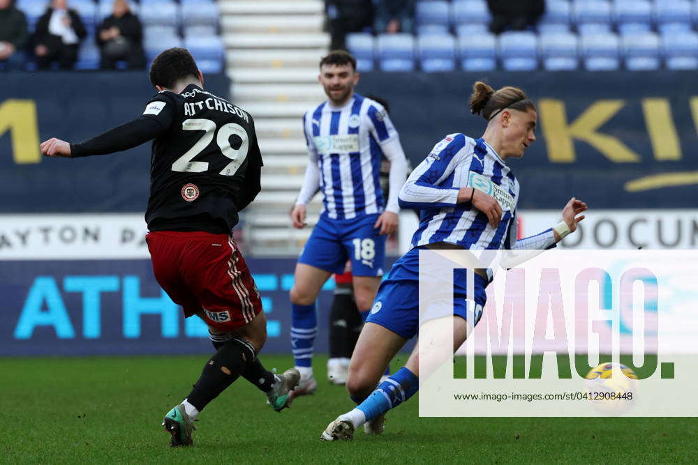 Wigan Athletic V Exeter City Wigan Uk Feb Goal Celebrations