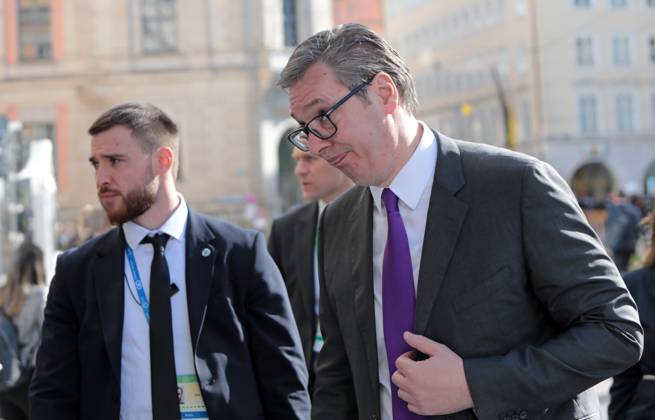 Serbian President Aleksandar Vucic Makes A Statement At The Bavarian