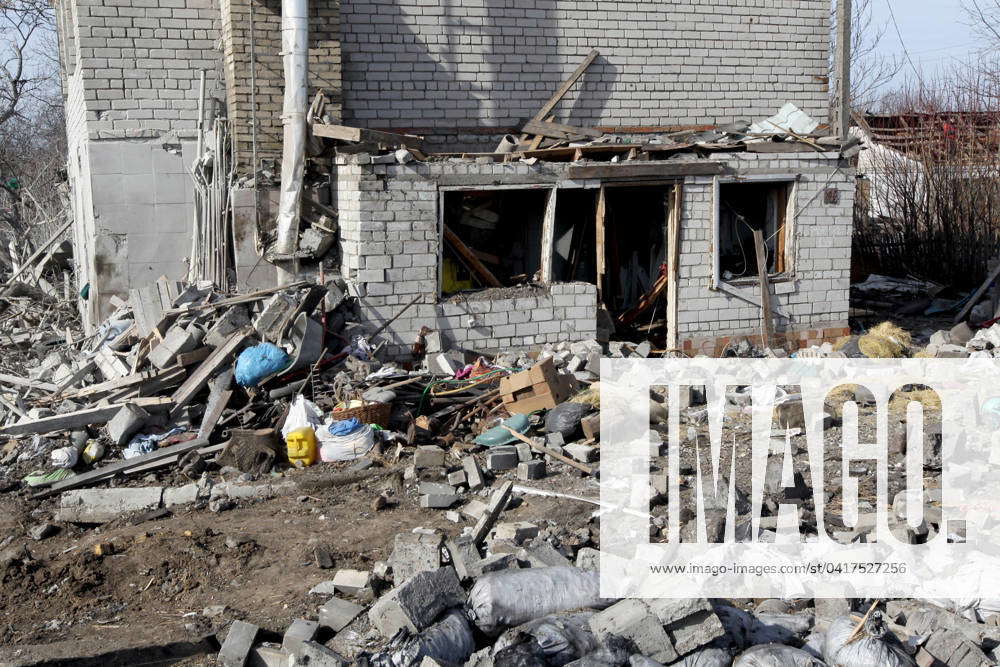 DNIPRO UKRAINE FEBRUARY 26 2024 A House Lies In Ruins After The