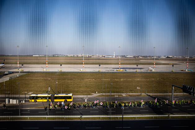 A Rally Of Lufthansa Employees At Berlin Brandenburg Airport During A