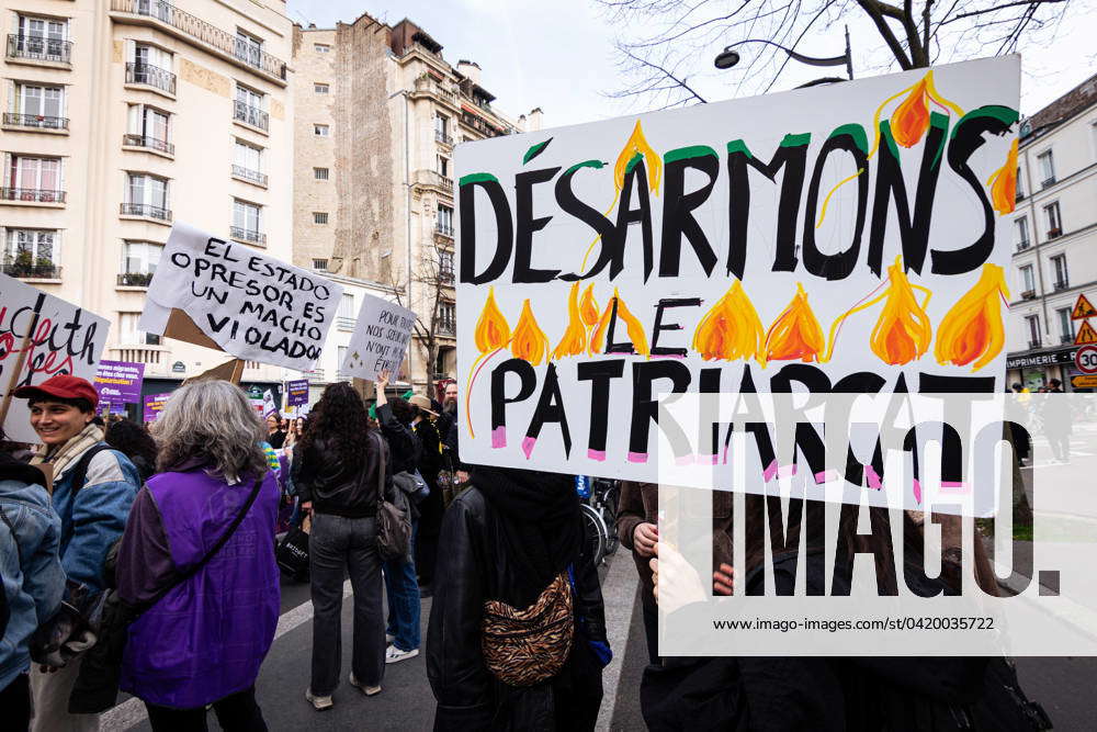 March Paris France A Protester Holds A Placard That Says