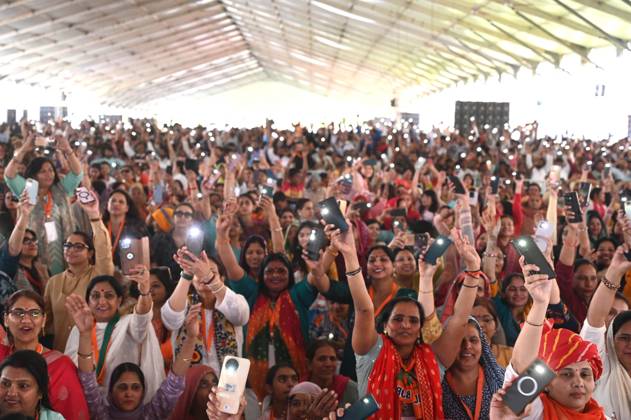 Gurugram India March Bjp Workers And Supporters Showing Mobile