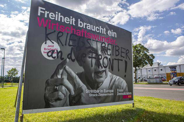 Unknown Persons Have Graffitied An Election Poster Freiheit Braucht Ein