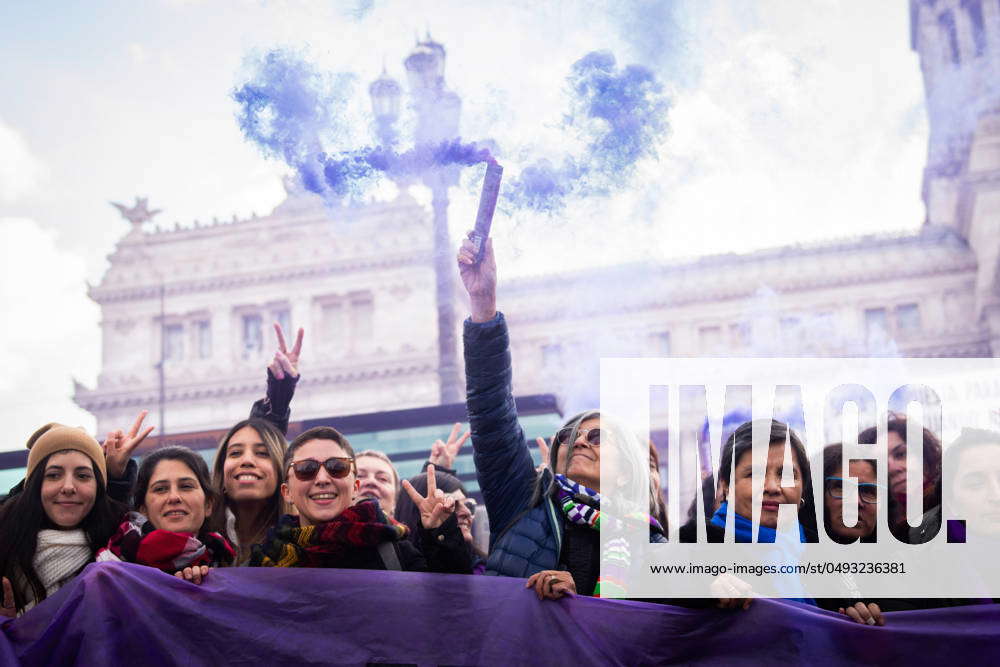 June 3 2024 Buenos Aires Argentina A Protester Holds A Smoke Flare