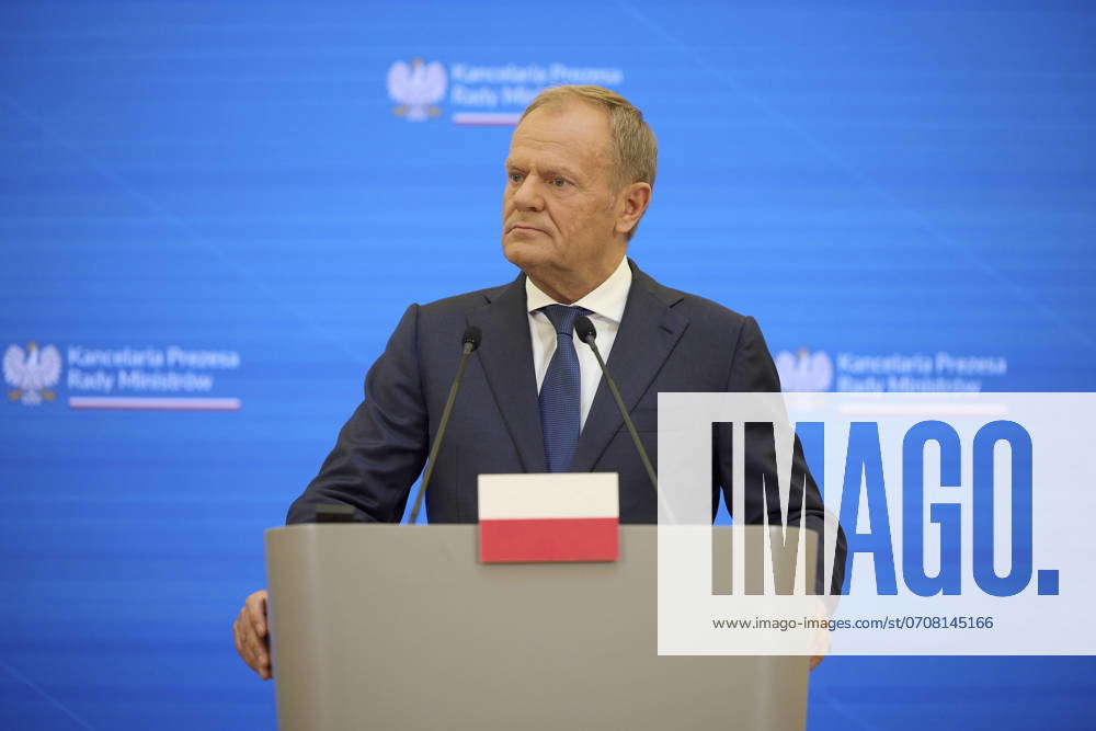 July Warsaw Poland Polish Prime Minister Donald Tusk Listens