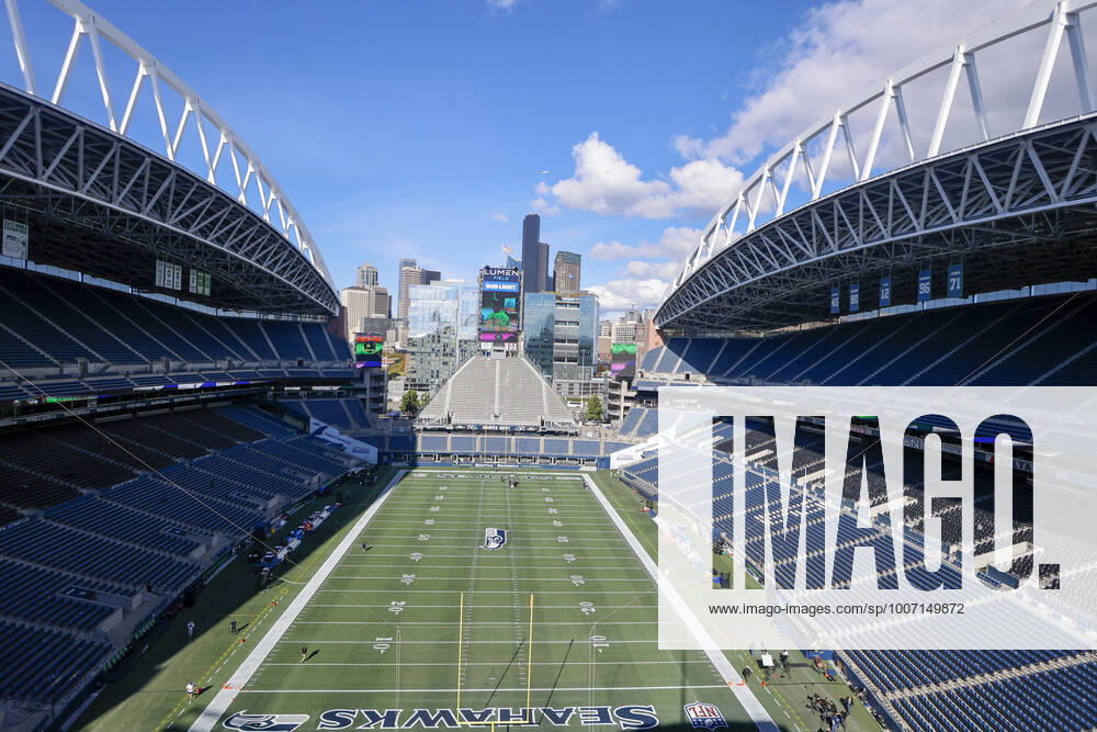 SEATTLE, WA - OCTOBER 07: Lumen stadium before a game between the Los Angeles Rams and the Seattle Seahawks on October 7, 2021, at Lumen Field in Seattle, WA. (Photo by Jordon Kelly Icon Sportswire) NFL, American Football Herren, USA OCT 07 Rams at Seahawks Icon211007390