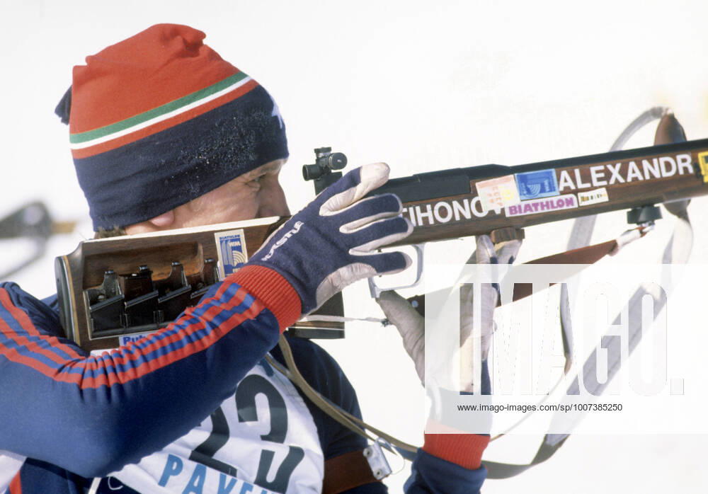 01.01.1979 Honoured Master of of the USSR, Olympic champion in men s biathlon (1968, 1972, 1976), multifold World Champion Alexander Tikhonov during Olympic Sports Complex Raubichi Cup competitions. Yuriy Somov Sputnik Biathlonist A.Tikhonov