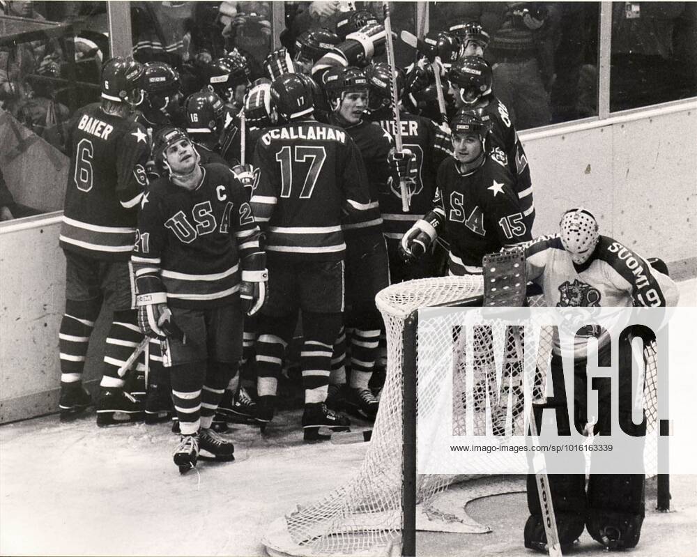USA LAKE PLACID 1980 02 24 Team USA celebrates winning vs Finland 4 2 during the Olympic Final 1980 LAKE PLACID USA Other sports