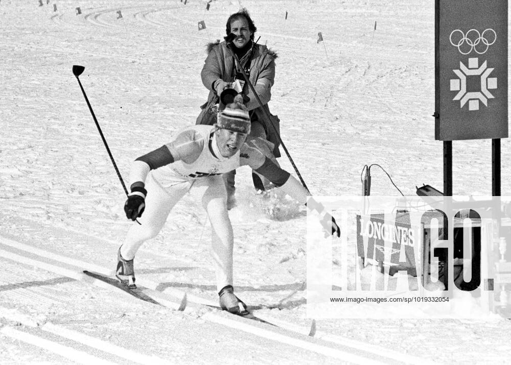 ARCHIVE 1984 02 19 Swedish cross-country skier Gunde Svan crosses the finish line in second place after a second battle with winner Thomas Wassberg in the 50 km cross-country skiing event at the Winter Olympics in Sarajevo, Yugoslavia 19 February 1984 Sarajevo Bosnia Hercegovina