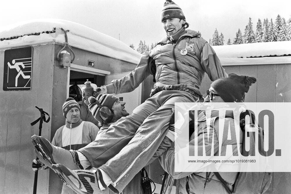 ARCHIVE 1984 02 13 Swedish cross-country skier Gunde Svan is lifted into the air after his gold medal race in 15 km cross-country skiing at the Olympic Winter Games in Sarajevo, Yugoslavia 13th February 1984 Sarajevo Bosnia Hercegovina